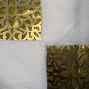 Luxury Γουνινο χαλι με χρυσα Laser cut μοτιβα