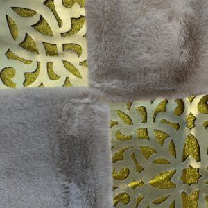 Luxury Γουνινο χαλι με χρυσα Laser cut μοτιβα