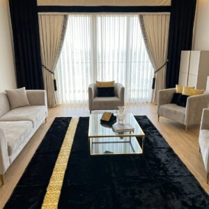 Luxury Γουνινο χαλι με χρυσα Laser μοτιβα